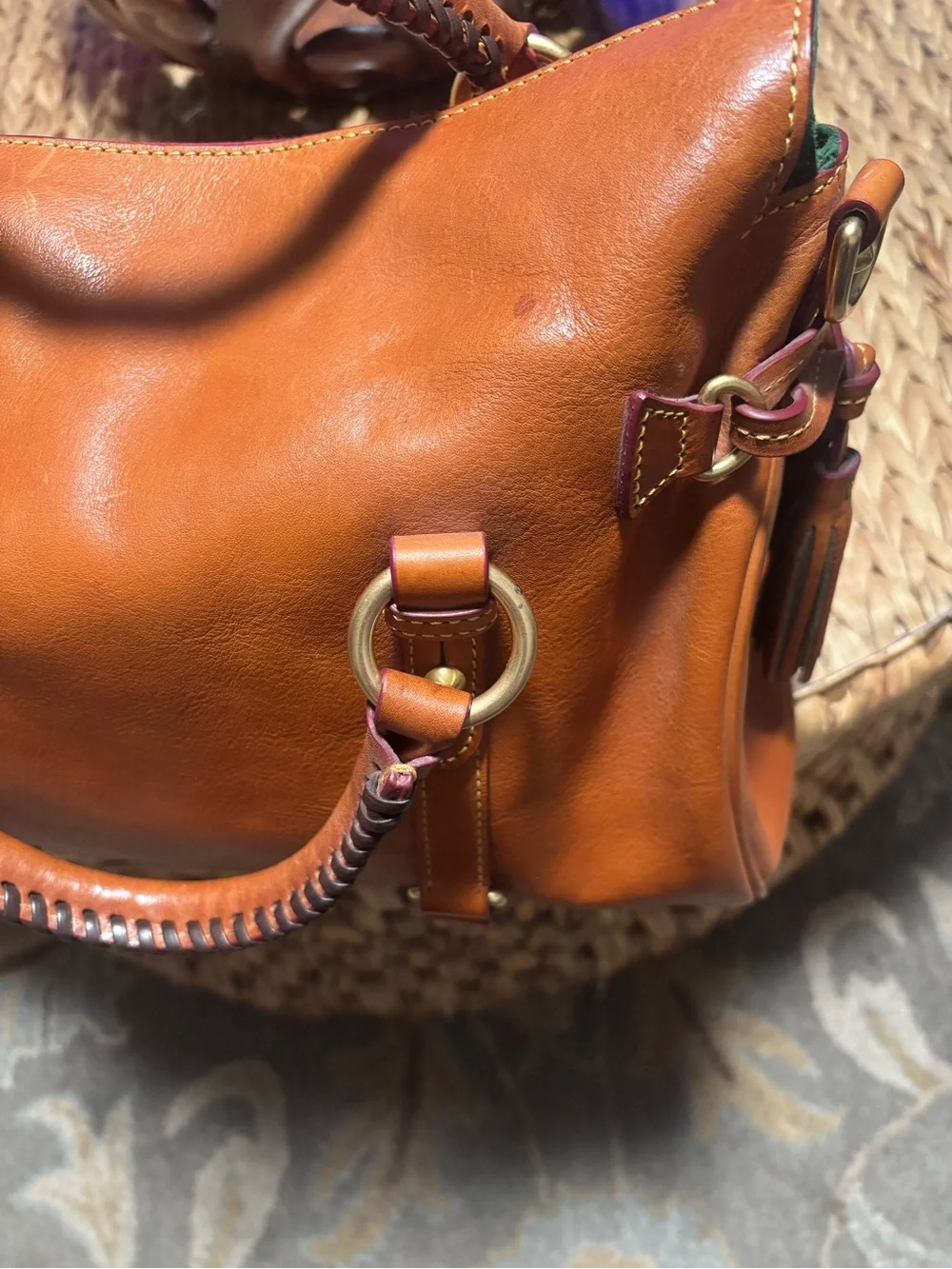 Dooney & Bourke  Leather Satchel in the color natural. The old large size.